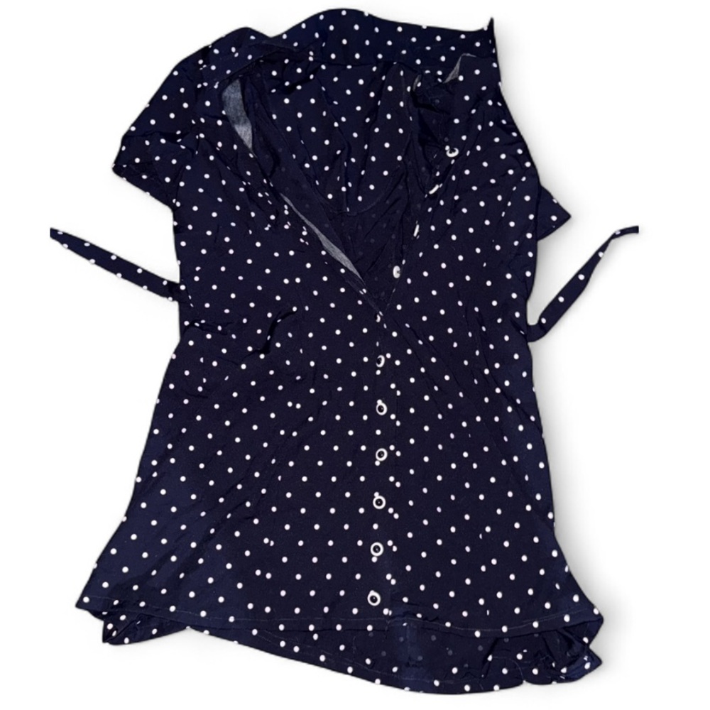 Navy Polka Dot Blouse/Dress Size XL